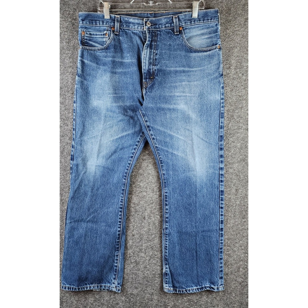 Levis Jeans Mens 36x30 517 Bootcut Blue Denim Whiskered Pockets EUC